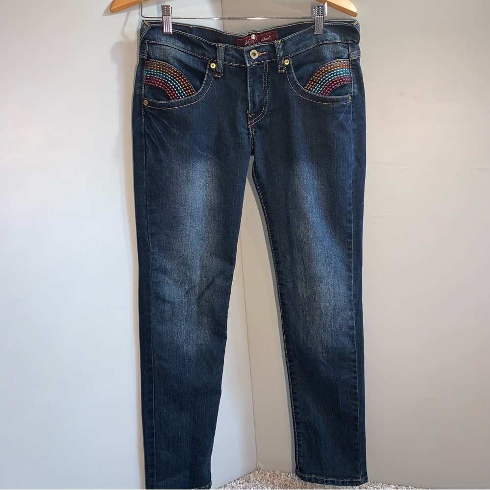 Baby Phat Women’s Jeans Size 9 Y2K Rainbow Embroidered Pockets straight leg